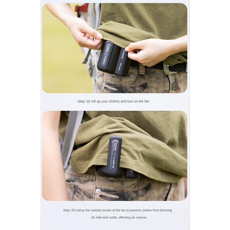 Qtmnekly USB Portable Personal Hanging Waist Fan 4500MAh Recharge