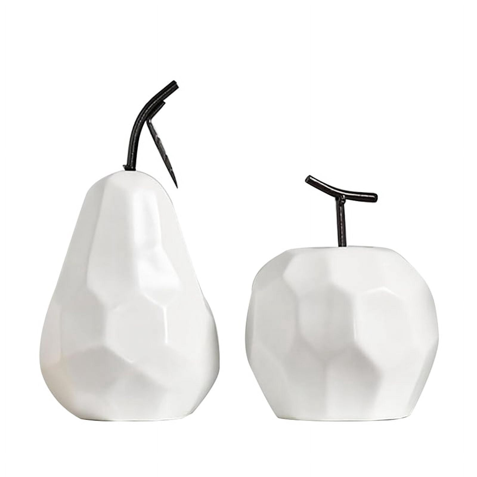 Qtmnekly White Ceramic Fruits Statue Minimalist Modern Fruit Sculpture Ornaments for Bookshelf Home Wedding ceramics White
