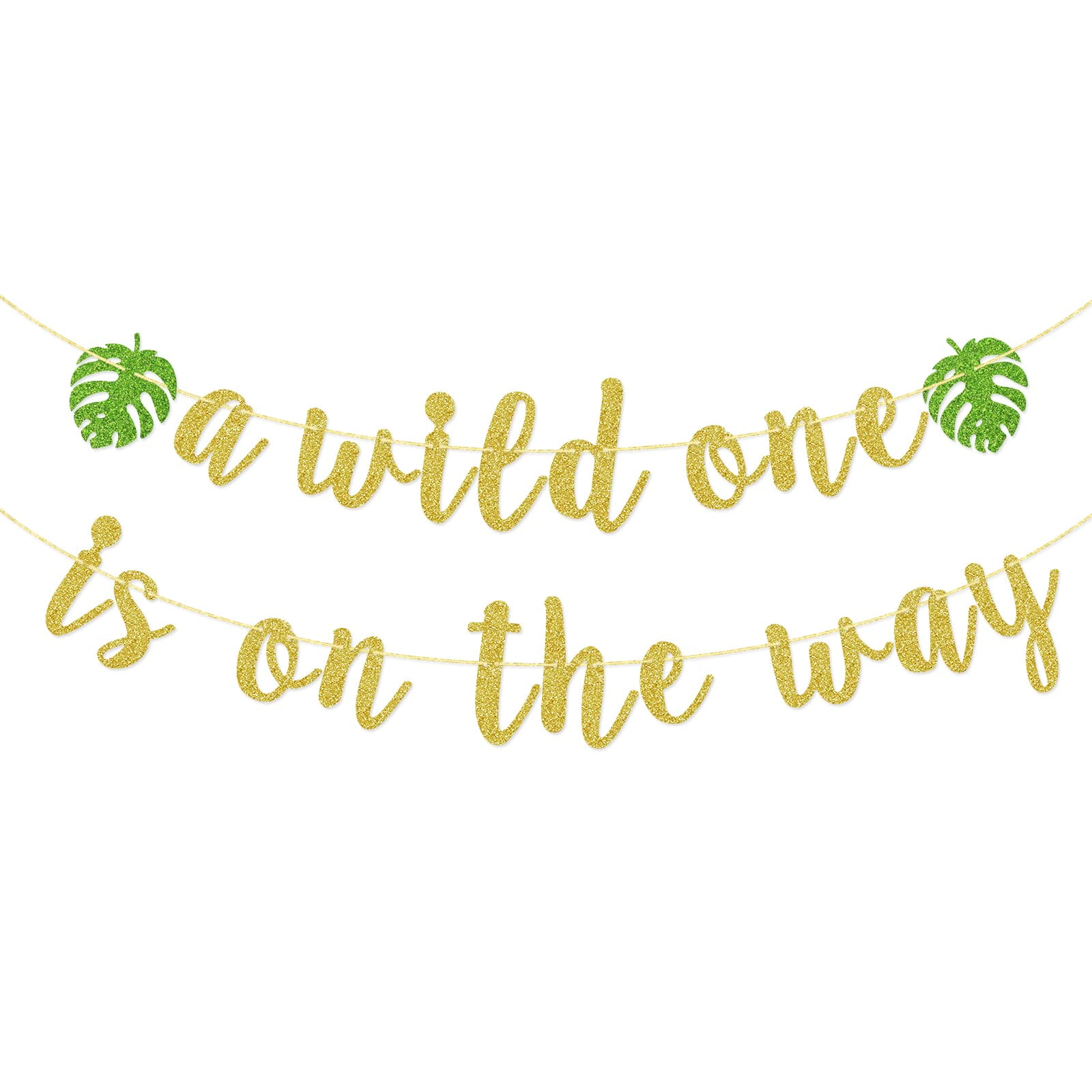 Qttier A Wild One is on the Way Banner, Safari Baby Shower Decoration, Welcome Baby Sign, Jungle Birthday Party Supplies
