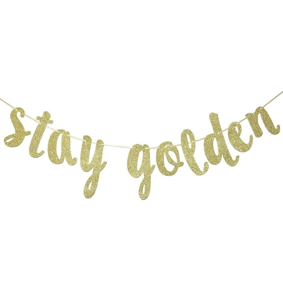Qttier Stay Golden Glitter Gold Banner, Golden Birthday Banner, Golden Girls Party Decorations(Gold)