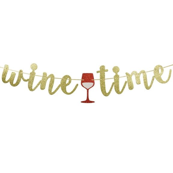 Qttier Wine Time Banner,Wine Tasting Party,Whisky and Wine Themed Birthday Party Decor