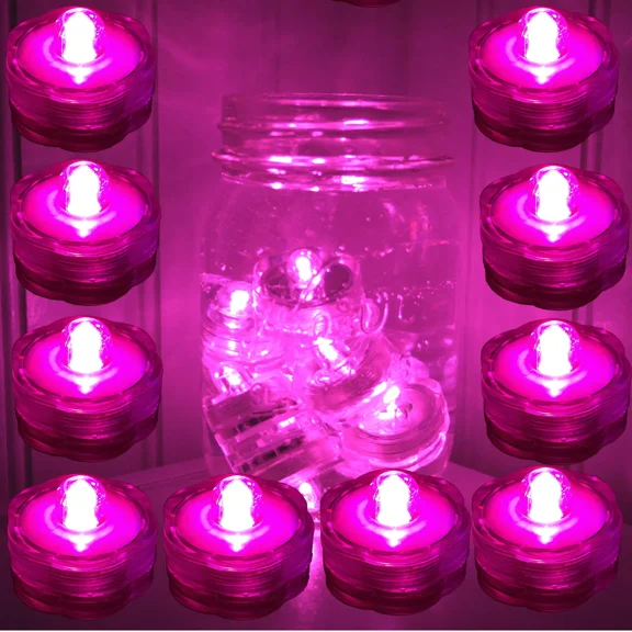 Qty 10 Pink Led Submersible Underwater Tea Lights Tealight Flameless Us Ship