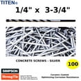 thumbnail image 1 of (Qty 100) Concrete Screws Silver 1/4" x 3 3/4”  Phillips Flat Head for Anchoring to Masonry, Block or Brick Stucco Simpson Strong Tie, 1 of 4