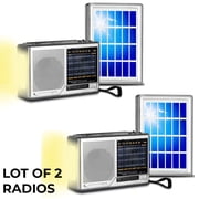 Qty 2 Technical Pro Portable Solar Powered and Battery Operated AM/ FM/ SW Radio w/ Built-in Speaker and Flashlight