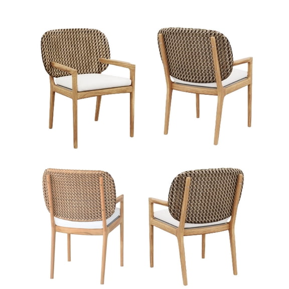 Qty 4 - Grade-A Teak Wood Luxurious Solo / Single Akyee Arm Chairs #56AKAA