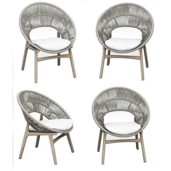 Qty 4 - Grade-A Teak Wood Luxurious Solo / Single Robas Weathered Teak Arm Chairs #56RWAA