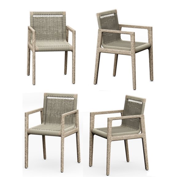 Qty 4 - Grade-A Teak Wood Luxurious Solo / Single Sema Weathered Teak Arm Chairs #56SWAA