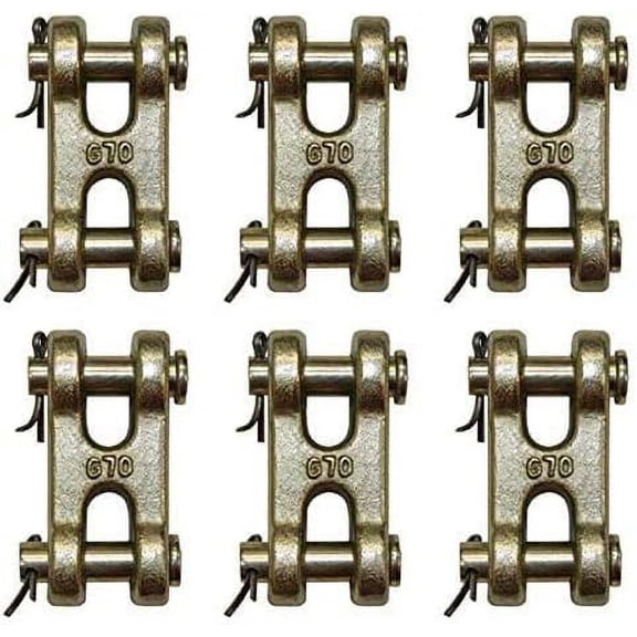 Qty. 6, 37G70ML (x6) , 3/8" Double Clevis, Grade 70 Chain Connector, Coupling Link, Mid Link, Master Link
