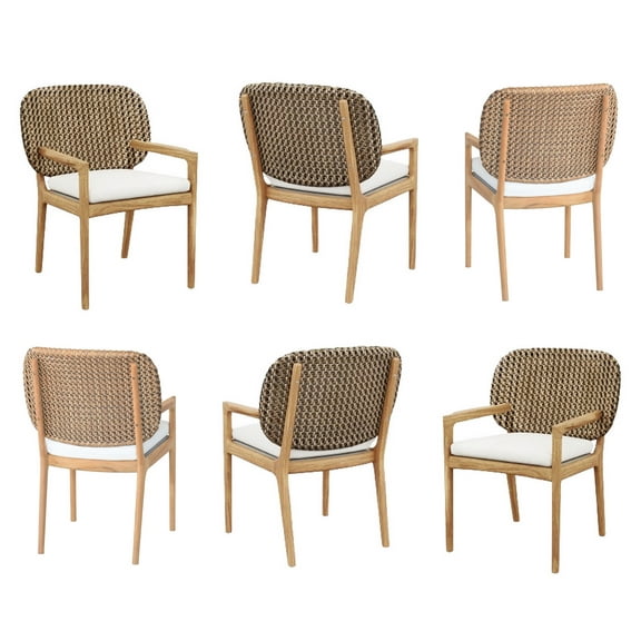 Qty 6 - Grade-A Teak Wood Luxurious Solo / Single Akyee Arm Chairs #56AKAA