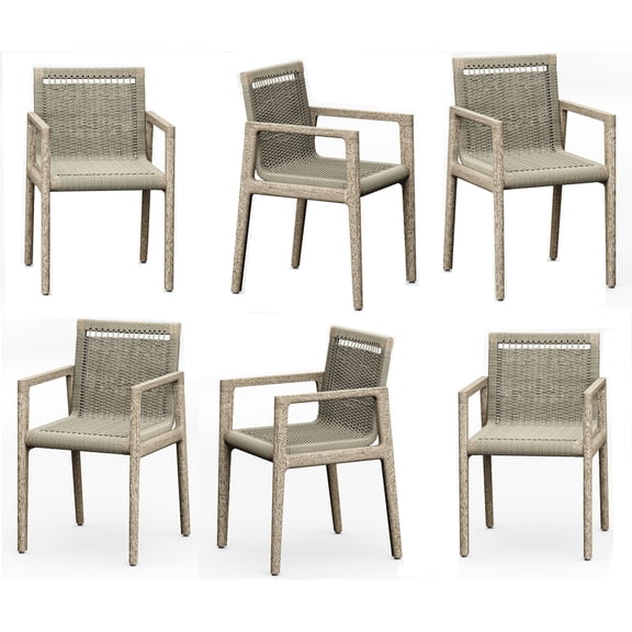 Qty 6 - Grade-A Teak Wood Luxurious Solo / Single Sema Weathered Teak Arm Chairs #56SWAA