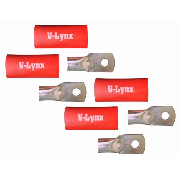 Qty4 2 Gauge Tinned Copper Lug Battery Cable Connector Terminal +Tubing