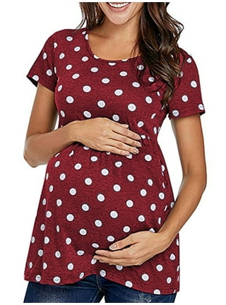 Glampunch Women's Maternity Shirts Short&Long Sleeve V-Neck Comformation Cute  Maternity Tops