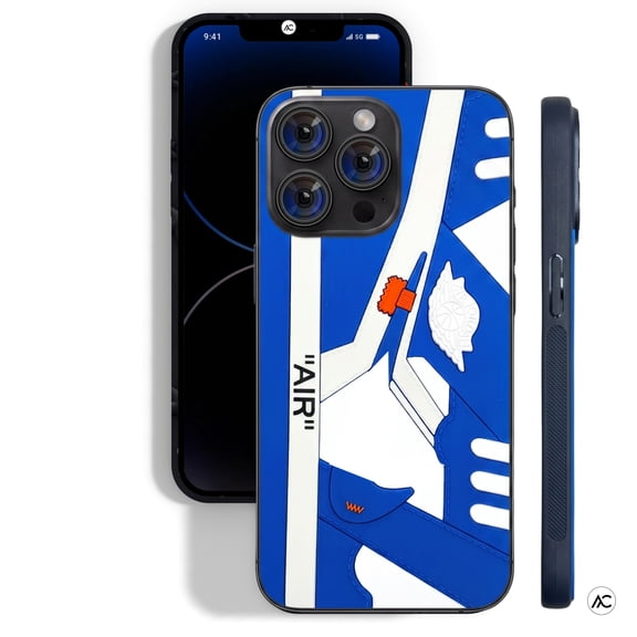 QuAngy Assureify Blue-White Sneaker Inspired 3D Phone Case for iPhone 14 Pro Max – Fashion Protective Phone Cover