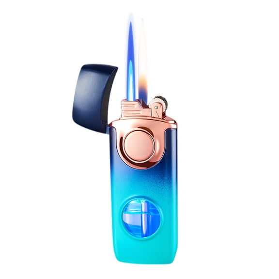 QuLuJing Cigarette Lighter, Flame Lighter Windproof Flame Adjustable Rechargeable Portable Lighter with Visible Window for Camping Cooking
