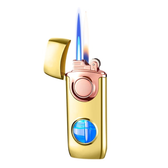 QuLuJing Cigarette Lighter, Flame Lighter Windproof Flame Adjustable Rechargeable Portable Lighter with Visible Window for Camping Cooking