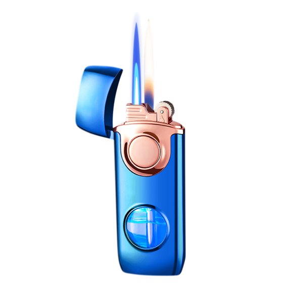 QuLuJing Cigarette Lighter, Flame Lighter Windproof Flame Adjustable Rechargeable Portable Lighter with Visible Window for Camping Cooking