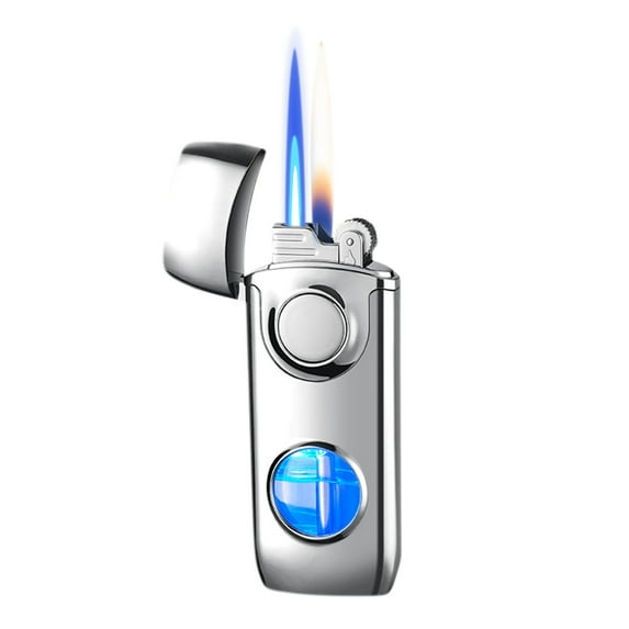 QuLuJing Cigarette Lighter, Flame Lighter Windproof Flame Adjustable Rechargeable Portable Lighter with Visible Window for Camping Cooking
