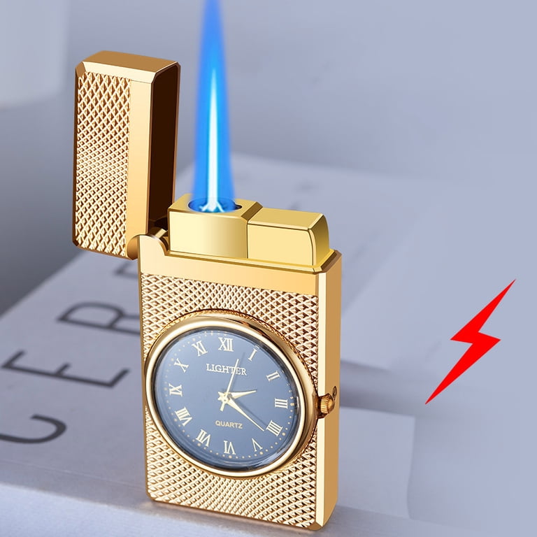 QuLuJing Cigarette Lighter, Windproof Cool Metal Lighters Watch Modeling  Windproof Lighters Portable Men Quartz Watch Lighter for Father Boy Friend  Brithday Gift