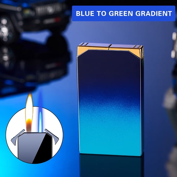 QuLuJing Fathers Day Gift Ideas, Flame Lighter Switchable torch Lighter and Soft Flame Lighter 2 In 1 Refillable Butane Gradient Lighter