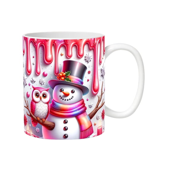 QuLuJing Fathers Day Mug, Christmas Mug inflated Snowman Mug, Santa Mug Press Puffy Design 15oz 11oz Coffe