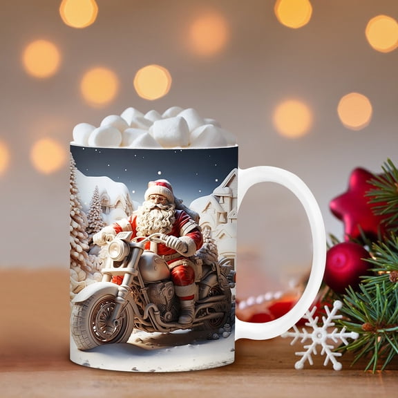 QuLuJing Fathers Day Mug, Christmas Mug inflated Snowman Mug, Santa Mug Press Puffy Design 15oz 11oz Coffe