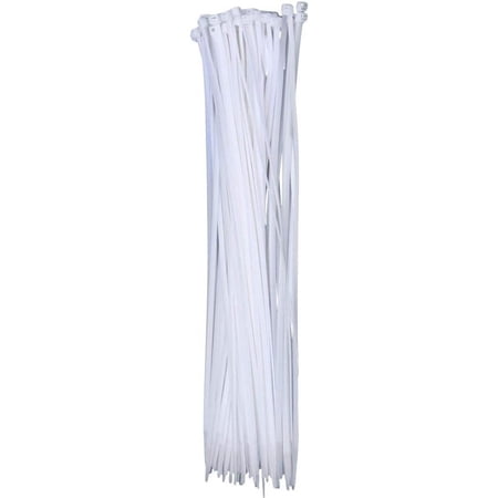 Qua ear CT6-W-100-P Self-Locking Cable Ties, 14-Inch, White 100/Poly Bag