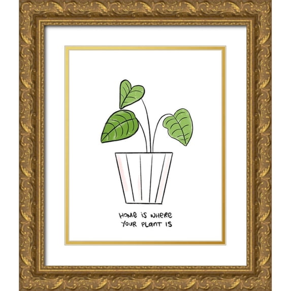 Quach, Anna 15x18 Gold Ornate Wood Framed with Double Matting Museum Art Print Titled - Plant Lady II