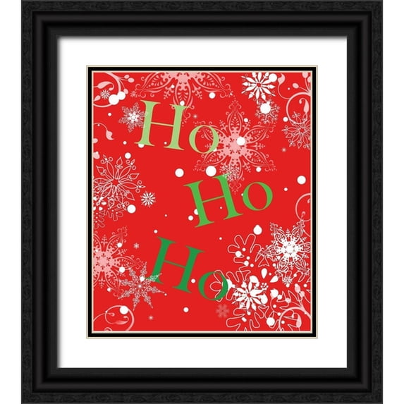 Quach, Anna 20x23 Black Ornate Wood Framed with Double Matting Museum Art Print Titled - Ho Ho Ho (Red)