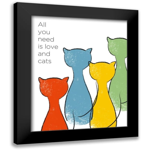 Quach, Anna 20x24 Black Modern Framed Museum Art Print Titled - Love and Cats