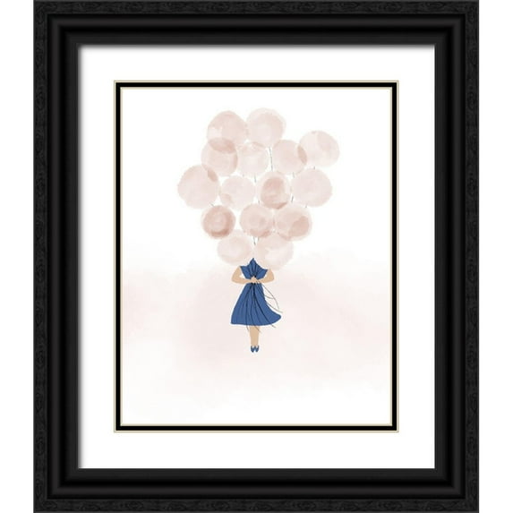 Quach, Anna 20x24 Black Ornate Wood Framed with Double Matting Museum Art Print Titled - Balloon Gal