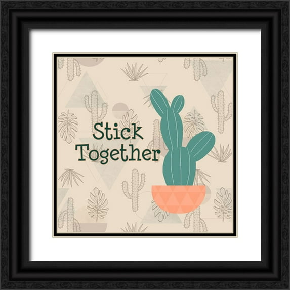 Quach, Anna 26x26 Black Ornate Wood Framed with Double Matting Museum Art Print Titled - Stick Together
