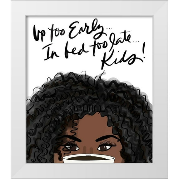 Quach, Anna 26x30 White Modern Wood Framed Museum Art Print Titled - Coffee Because Kids (Girl III)