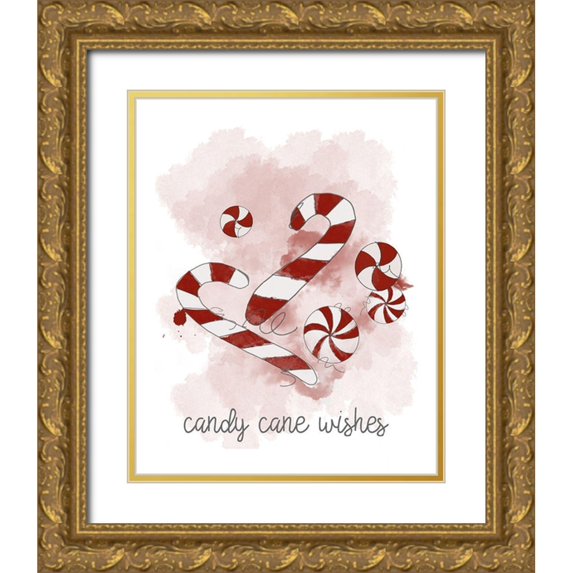 Quach, Anna 26x31 Gold Ornate Wood Framed with Double Matting Museum Art Print Titled - Candy Cane Wishes