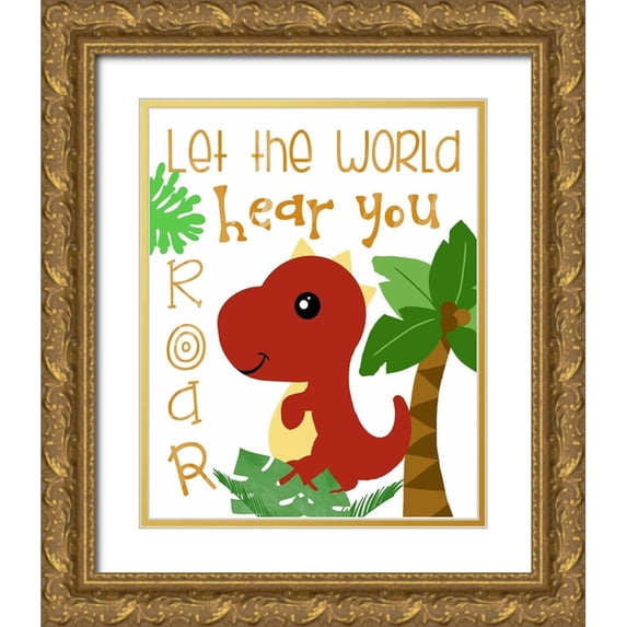 Quach, Anna 26x31 Gold Ornate Wood Framed with Double Matting Museum Art Print Titled - Dino Party II
