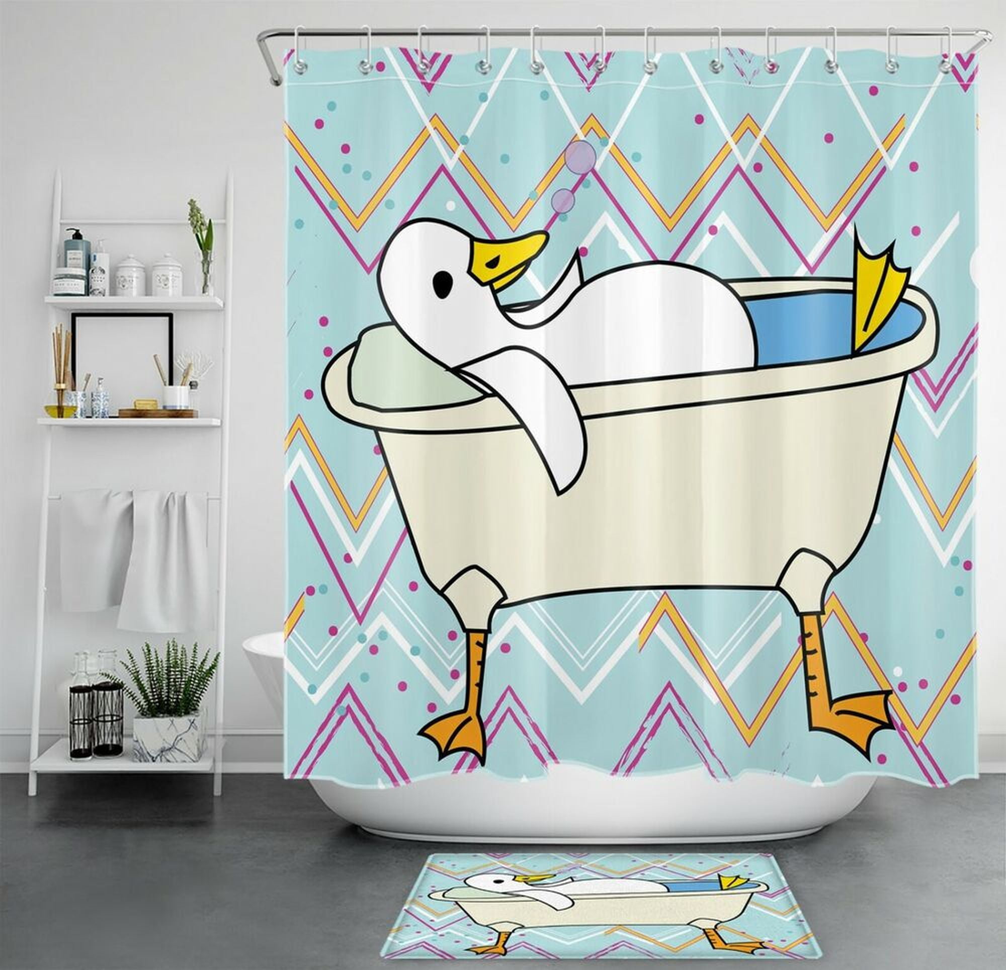 Quack Up Your Bathroom with this Hilarious Duck Shower Curtain Set - Perfect for Adding a Splash ...