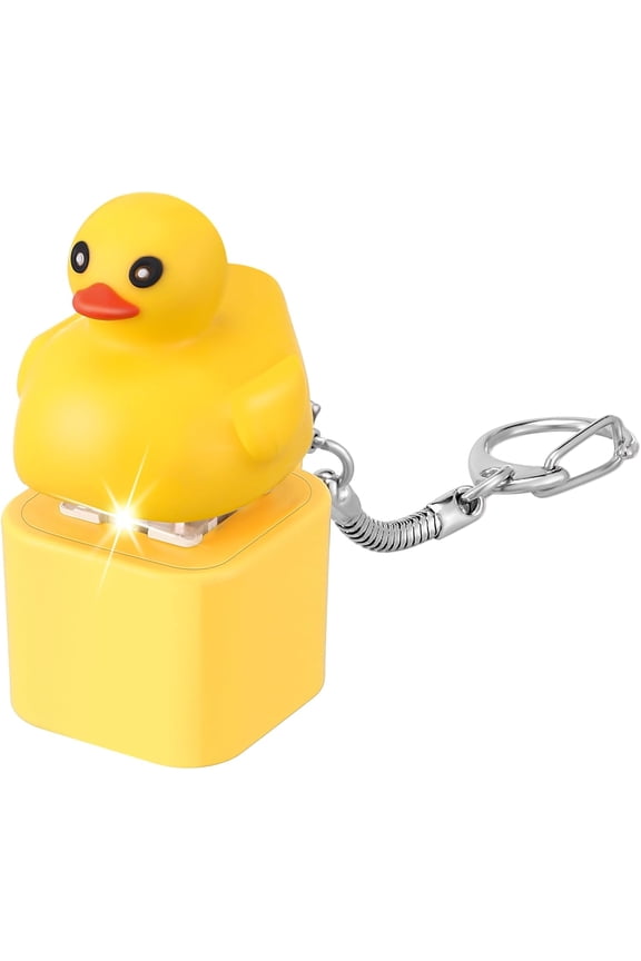 Quacking Duck Keychain Fidget Toy Rechargeable Duck Keyboard Keycaps That Quack Fidget Keychains Fun & Portable Stress Anxiety Reliever Sensory Toy with Colorful Lights(1 Pcs)
