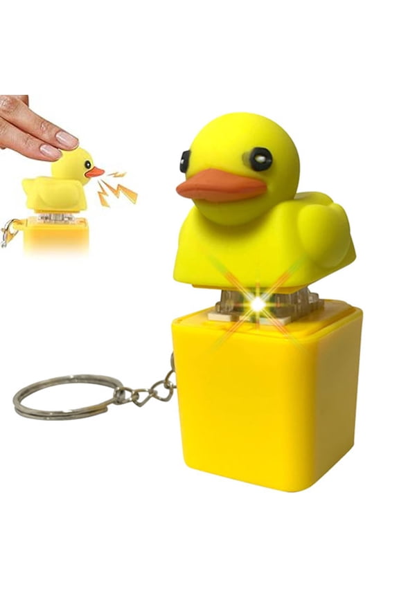 Quacking Duck Keychain with LED Lights, Upgraded USB Charging Duck Keyboard Keycaps That Quack, Keyboard Switch Tester for Duck Lovers, Office Desk Accessories(Q)