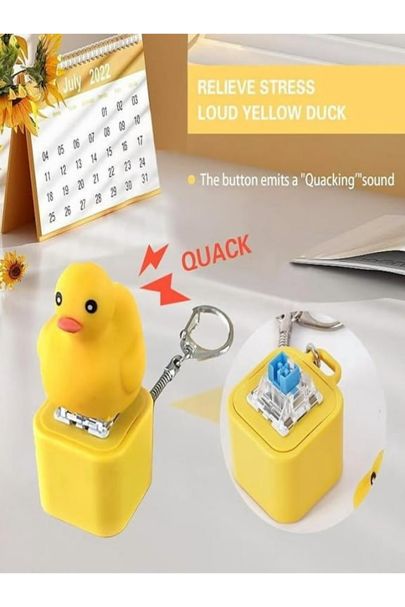 Quacking Duck Keychains, 2025 Duckys Quacking Fidget Toy, Croaking Fidget Toy Rechargeable Croaking Keychain,Fun Duck Keycap Keyboard Fidget Stress Relief Toy for Adults
