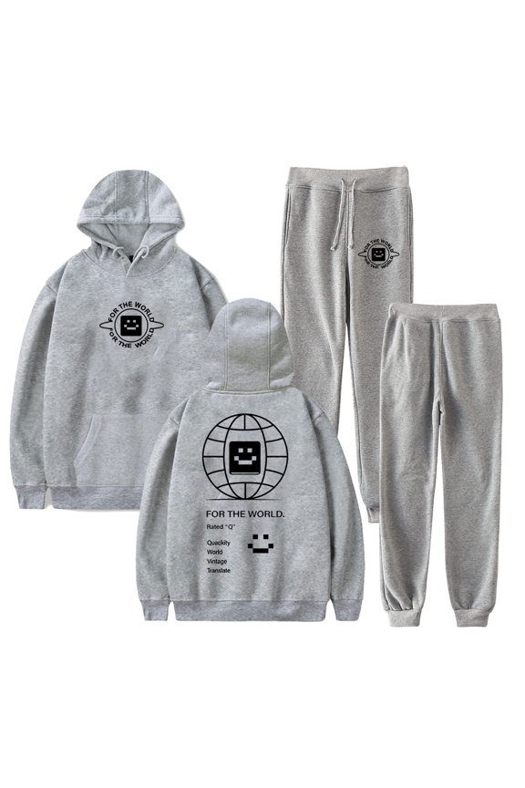 Quackity For The World Hoodies Jogger Pants Two Piece Set Sweatshirts+Sweatpants Women Men's Set