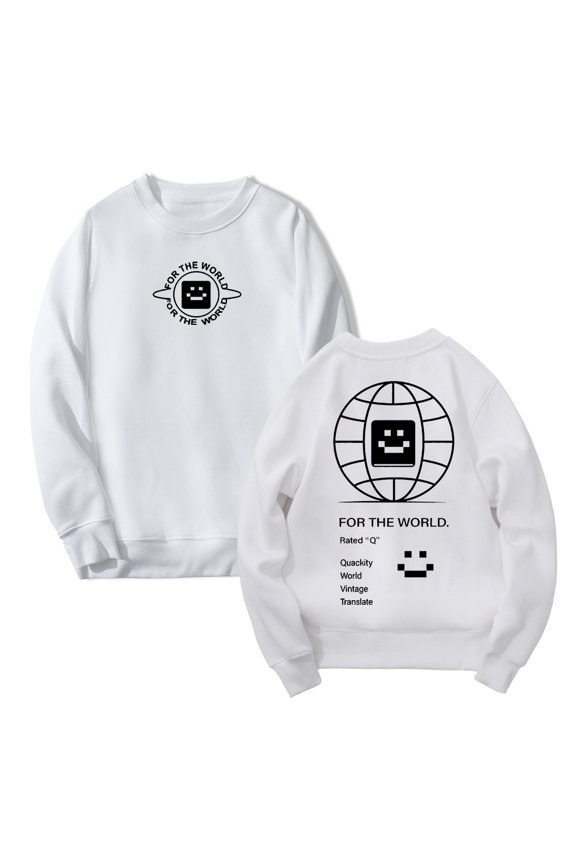 Quackity For The World Merch Crewneck Long Sleeve Streetwear Women Men Sweatshirts