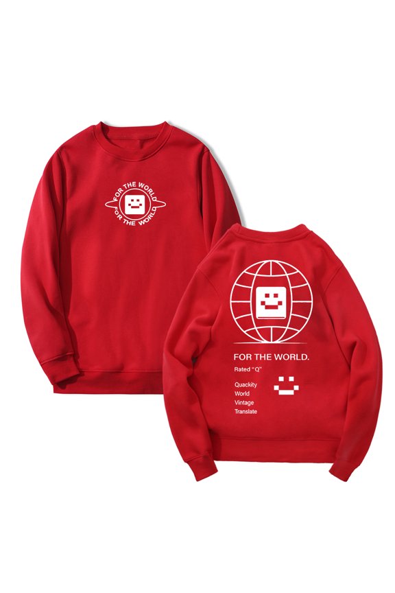 Quackity For The World Merch Crewneck Long Sleeve Streetwear Women Men Sweatshirts