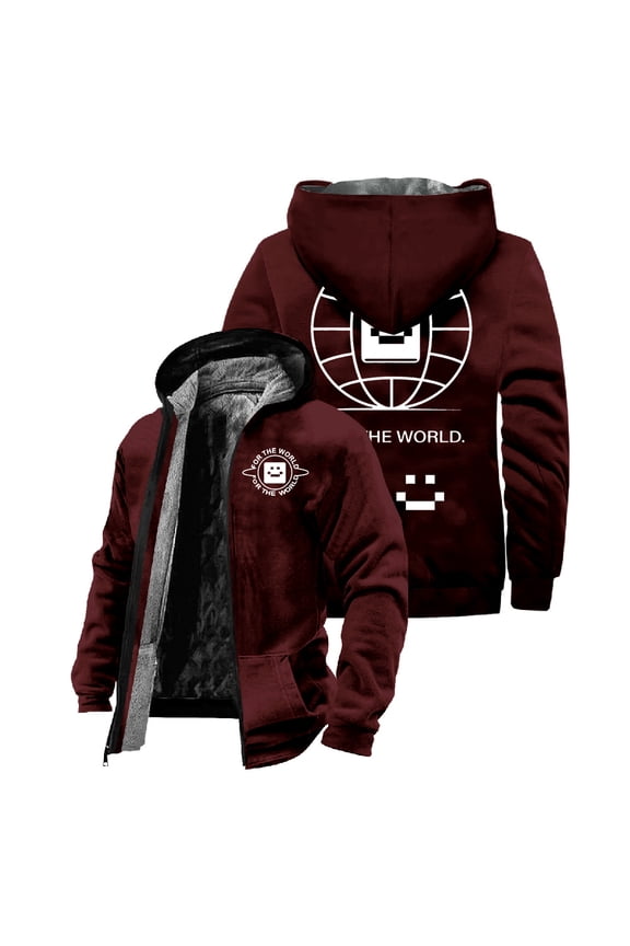 Quackity For The World Zipper Hoodies Women Men Jacket Parkas Long Sleeve Winter Coat