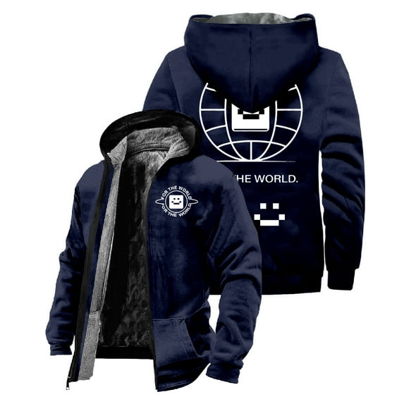 Quackity For The World Zipper Hoodies Women Men Jacket Parkas Long Sleeve Winter Coat