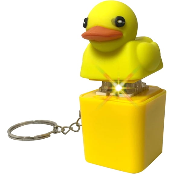 Quacky Duck Fidget Toy, Mechanical Keyboard Clicker with LED Light & Sound, Portable Stress Relief Keychain for Office, Adults & Kids (K)