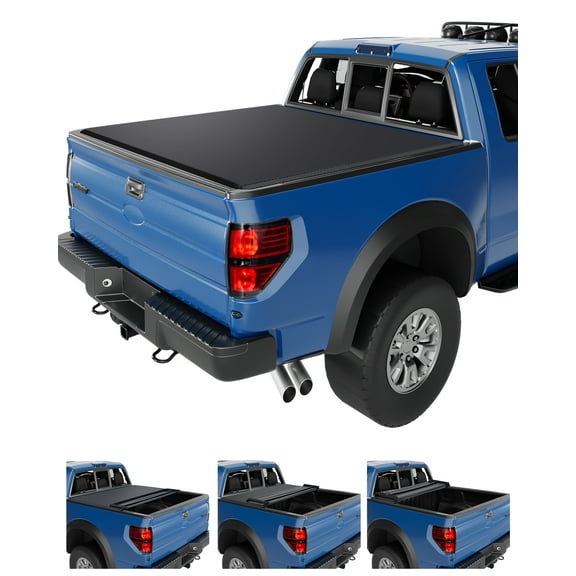 Quad 4-Fold Soft Folding Truck Bed 5.5 FT Tonneau Cover Compatible for 2015-2023 Ford F150