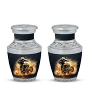 Quad Bike Rider Kicking Up Dust Compact Keepsake Urn for Eternal Remembrance - Miniature Memorial for Adults Funeral Urns For Human Ashes - Memorial Urns 3 Inch, Set Of 2