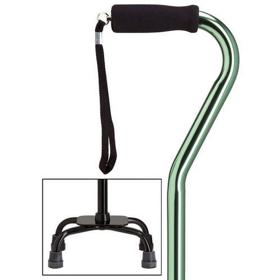 Quad Cane Adjustable Mint Green Small base 5" x 8" with center balance offset handle and nylon security nut