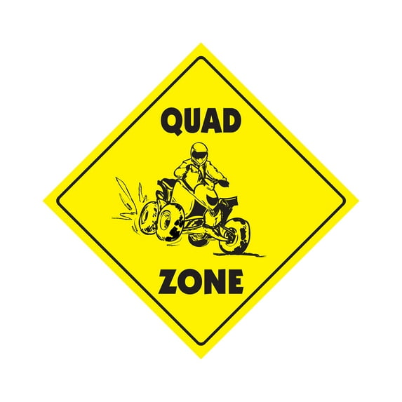 Quad Crossing Sign Zone Xing | Indoor/Outdoor | 17" Tall crossing tires chain supplies fuel fix race