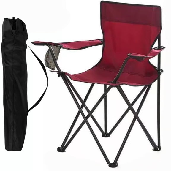 Quad Folding Camp Chair with Cup Holder, 32" H x 19" W, Carrying Bag & Supports 250lbs, Portable & Compact Outdoor Chair for Camping, Hiking, Tailgating, Beach, and Sports Events