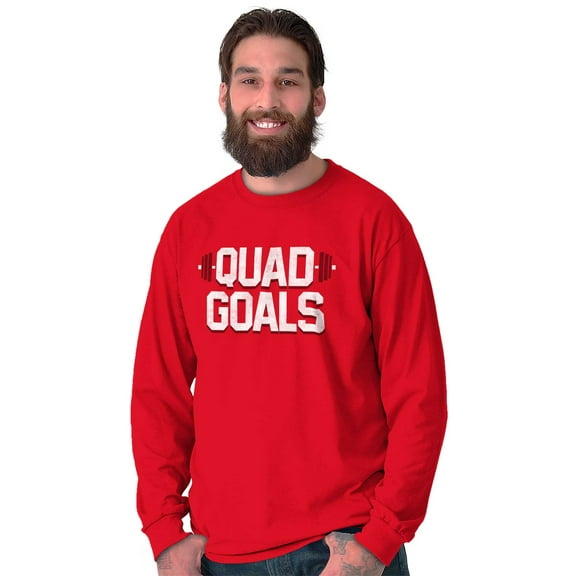 Quad Goals Weightlifting Barbell Long Sleeve TShirt Men Women Brisco Brands X